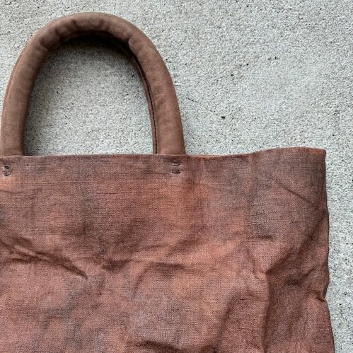 国産 藍染糸で織った手織りバッグ 手織り手提げバッグ ハンドバッグ